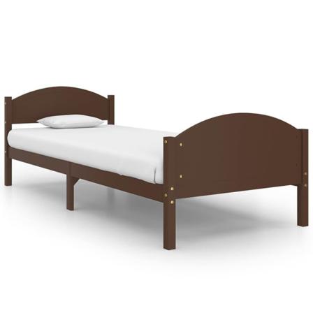 Vidaxl Sängram Mörkbrun Massiv Furu 100x200 Cm Brun