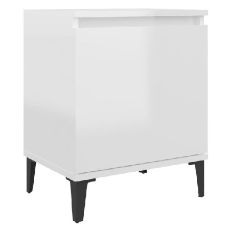 Vidaxl Sängbord Med Metallben Vit Högglans 40x30x50 Cm Vit