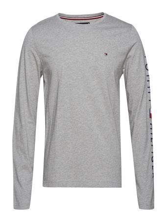 Tommy Logo Long Sleeve Tee T-shirts Long-sleeved Harmaa Tommy Hilfiger