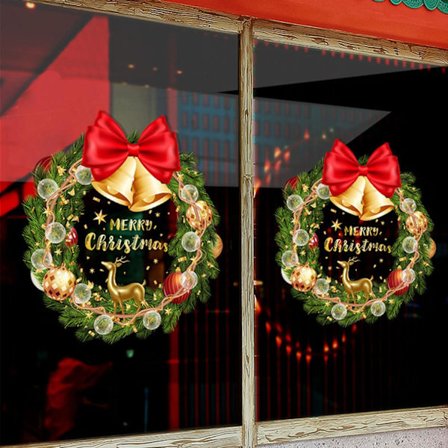 1 stk. Julevindusklistremerker Julekrans Vindusdekorasjoner Juletre Elg Sløyfe Design Avtakbare Dobbeltsidige Glassdekorasjoner for Glassvinduer 