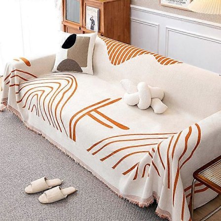 Chenille Sofatrekk Teppe Hjemmeopphold Soverom Universalt for Alle Årstider Håndkle Støvtett Dekorativt Stripete Sofahåndkle Dekkduk