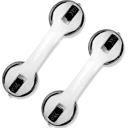 2-pakke med 12" badeværelsesgreb brusestang med stærk sugekop--