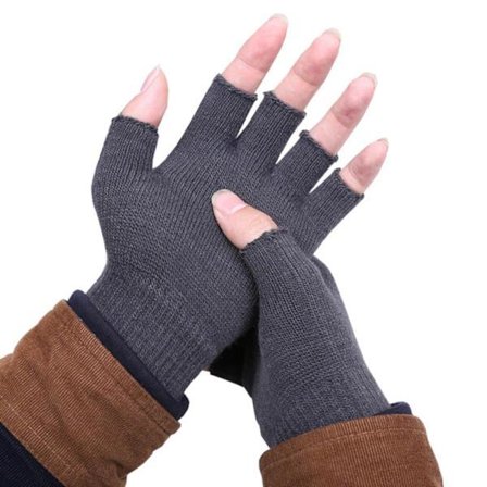 Fyrkantiga vantar, korta & fingerlösa - Mörkgrå Mörkgrå one size