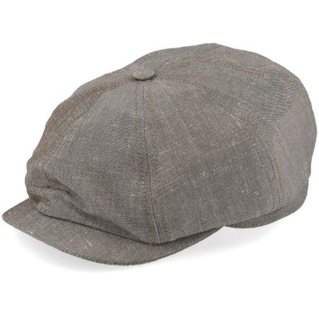 CTH Ericson - Brun flatcap Keps - Alan Linen Chambray Brown Flat Cap @ Hatstore