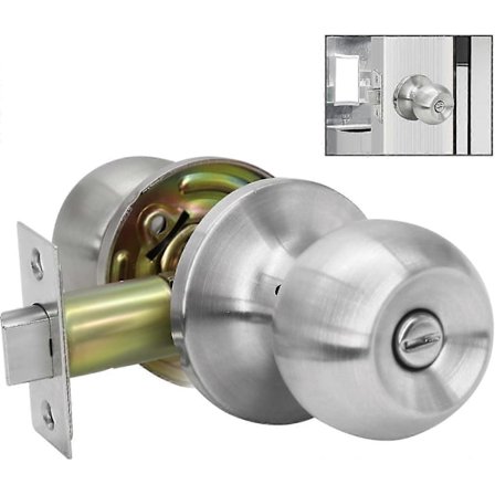 Dörrhandtag med Lås, Integritetsdörrknoppar för Inre Sovrum Badrum med Vridlås, Kompatibel med Höger & Vänsterhängd Dörr, 1 Förpackning