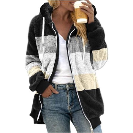 Hupullinen takki Naisten Teddy Fleece -takki Siirtymätakki Hupulla Taskuilla Vetoketju Syksy Talvi Pehmotakki Fleece -takki Talvi