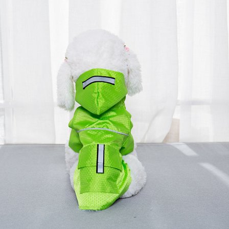 Grøn kæledyrs regnjakke Dobbelt reflekterende natbånd Kat hund fodbold