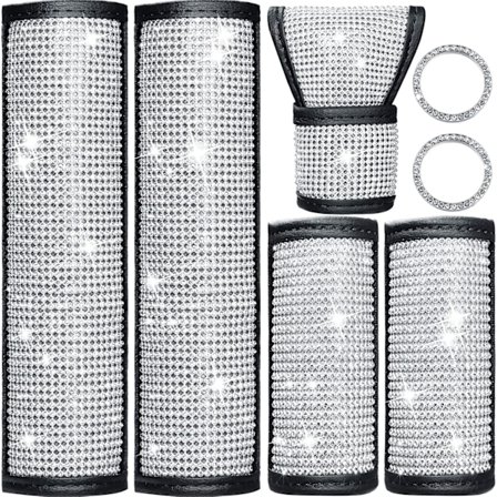 Glittrande Bilinredning, Kristall Diamant Biltillbehör Inklusive Bling Växelspaksknopp, Universell Passform För De Flesta Bilar, Personalisering