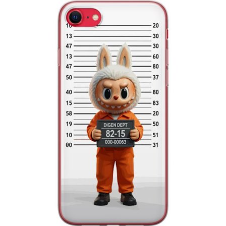 Kompatibelt Mobildeksel til Apple Apple iPhone SE (2020) Søt tegnet kaninfigur i fengselsklær med fangenummer mot bakgrunn med lengdemåling
