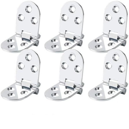 6 stk flate sammenleggbare skapdørhengsler, symaskinbord; sinklegering sammenleggbar, med skruer, sølv-80*30mm