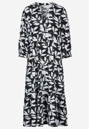 Cellbes of Sweden - Kjole med volanter i sort / blå / mønstret til damer i størrelse 38/40