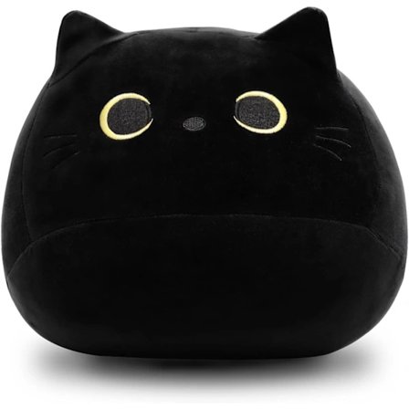 /EA/18cm Sort Kat Plyslegetøj, 3D Sort Kat Plys Fyldt Dyr Legetøj P