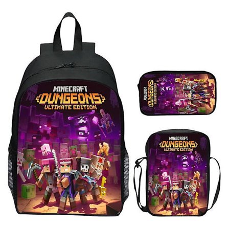 Minecraft Ryggsäck Tecknade Spel 3st Skolryggsäckar För Flickor Pojkar Set Primär Barn Elever Börda Lättnad Mochilas