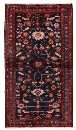 Hamadan Rug 135X240 Black/Dark Red Wool, Persia