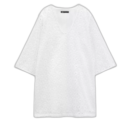 Vit broderad klänning från Zara