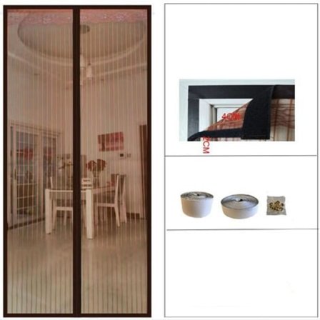 Insektgardin dør, Magnetisk myggnetting dør 80x210cm (brun).pa