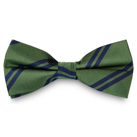 Navy Twin Stripe Green Silk Pre-Tied Bow Tie for Men - Pre-tied bow ties