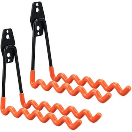 Två stora vågkrokar gränsöverskridande vägg högbärande garagekrokar garage lager metall förvaringskrokar fabrik