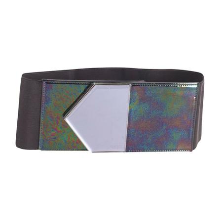 Gucci Vintage, Gucci Holographic Buckle Waist Belt in Black Polyester Zwart, Dames, Maat:ONE Size