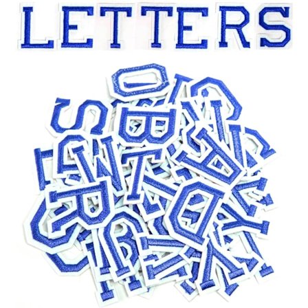 Alfabetet Patches A til Z, Stryg på eller sy på, Bogstaver til tøj,