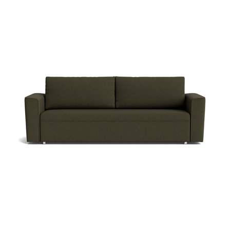Izola 3-Sitzer-Schlafsofa, Stauraum, Loop Grün, einfarbig, modernes Design, Bettfunktion, hoher Sitzkomfort, langlebig, Maße 88cm.
