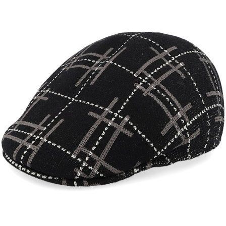 Kangol - Preto flatcap Boné - Kg Broken Tartan 507 Black Multi Flat Cap @ Hatstore