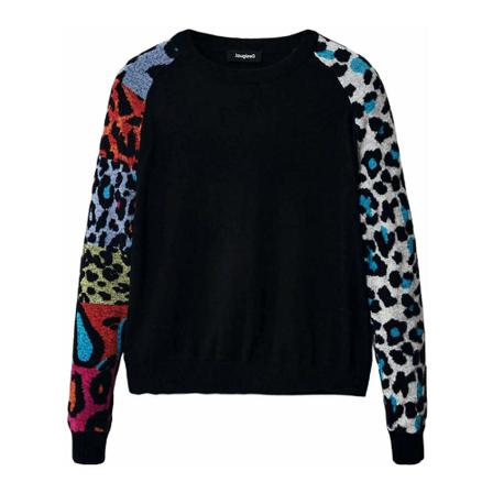 Desigual - Stickade Tröjor & Koftor - Svart - Dam - Storlek: L, Dam, Storlek: L