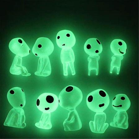 10 kpl/settiä hohtavia puuhaltijoita, alien Halloween-koriste, puutarhakoriste Green