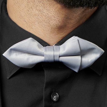 Light Grey Basic Pointy Pre-Tied Bow Tie for Men - Pre-tied bow ties