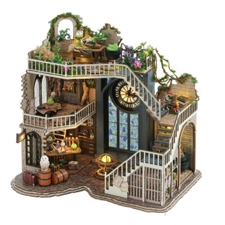 Gjør-det-selv miniatyr dukke hus sett tre dukkehus romboks magisk verksted hage gaver jul