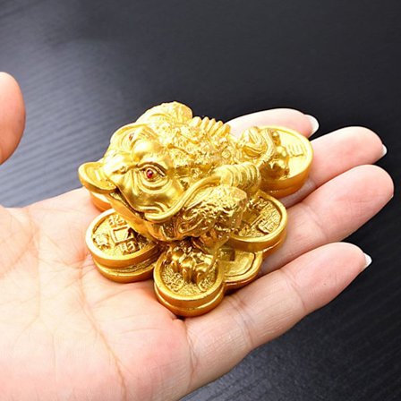 2 stk. Money Toad Golden Frog Mønt GULD L