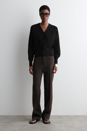 COS Women's Batwing-Sleeve Merino Wool Cardigan in Black