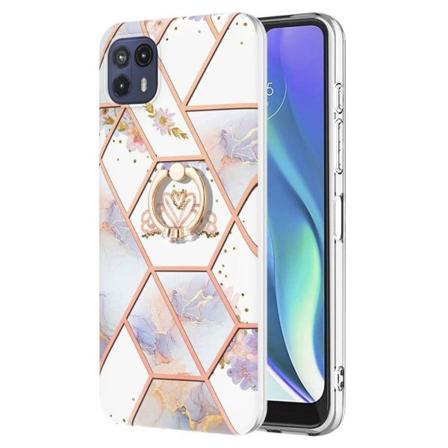 Marble Patterned Suojakuori With Ring Holder For Motorola Moto G50 5G - Kruunu Multicolor