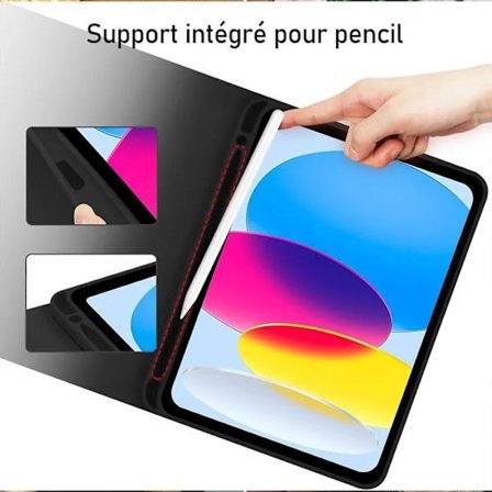 Tangentbordsfodral - iPad A16 - 10:e generationen - Syntetiskt läder - Bluetooth-tangentbord - AZERTY Franska