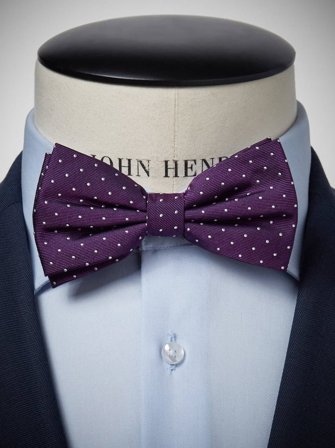John Henric Men's Dunkelviolette Gepunktete Fliege Size Pre-tied