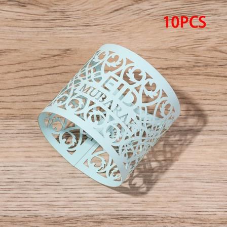 10st Pappersservettring Handduksspänne LJUSBLÅ light blue