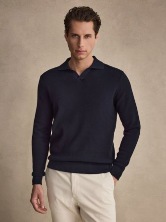 John Henric Men's Marineblauer Polopullover Size XS