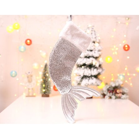 Paillet Fishtail Julestrømpe Strømpebånd Dekoration Juledekoration Julestrømpe (Sølv)