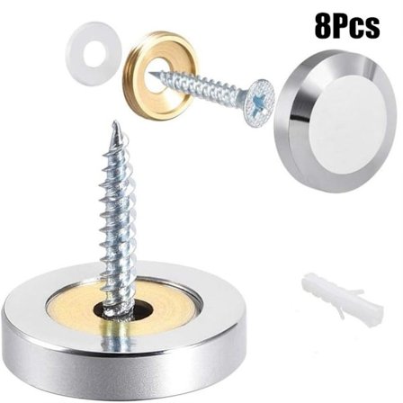 8 stycken spegelskruvar dekorativa lock 25MM