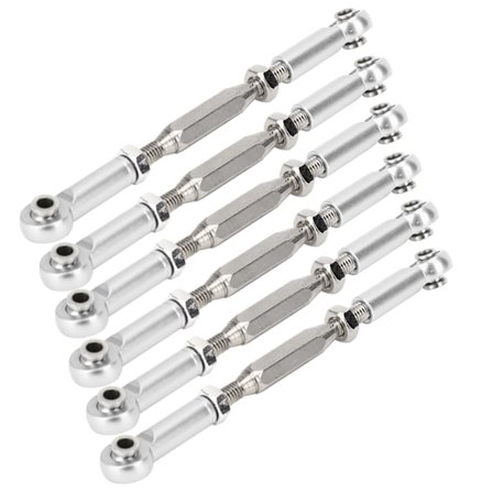 6 kpl 81mm Säädettävät Alumiiniset Servo Linkit Ohjaustanko Sarja RC Auto Tarvikkeisiin hopea
