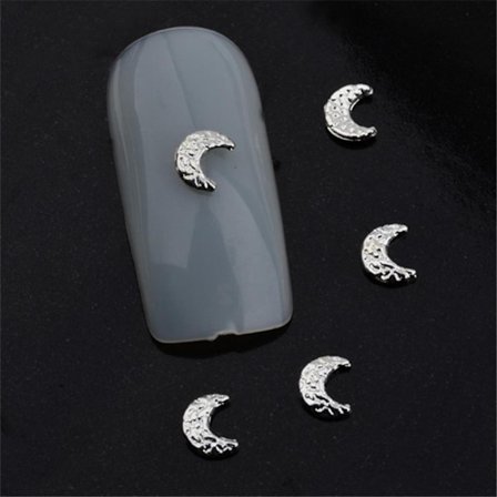 100 st Nail Art Rhinestone AB Drills Crescent Shape Dekoration Klistermärke DIY Manikyr Silver