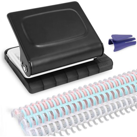 Indbindingsmaskine til planlæggere, spiralindbindingsmaskine med flerfarvede spiraler, 30 huller på A4, 20 huller på A5, 26 huller på B5, manuel 