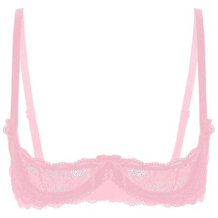 Dame 1/4 Skåle Bøjle BH Halterneck O Ring Gennemsigtig Blonde Push Up BH Lingeri Bryst Åben BH Undertøj Xinmu