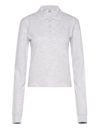 Monki Long-Sleeved Polo Top - Grey - S