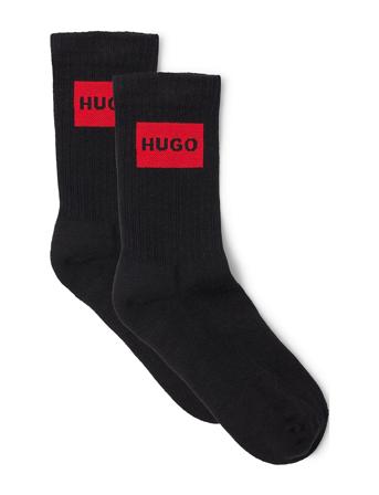 2P Qs Rib Label Cc W Lingerie Socks Regular Socks Svart BOSS*Betinget Tilbud