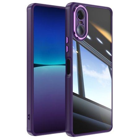 Sony Xperia 10 VI SKALO Silky Touch TPU + Akryl-metalknapper Cover - Mørk lilla