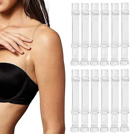 6 par transparenta bh-band, mjuka, genomskinliga, justerbara bh-band, halkfria, justerbara bh-axelband, transparenta bh-band, mjuka ersättnings...