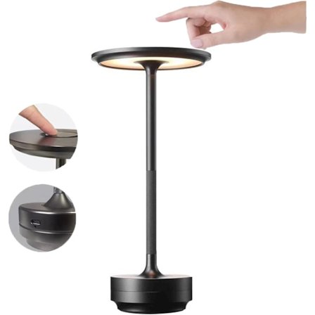 Trådløs metall bordlampe, I-formet, oppladbar, vanntett, berøringskontroll, LED dekorative lys for restaurant, bar