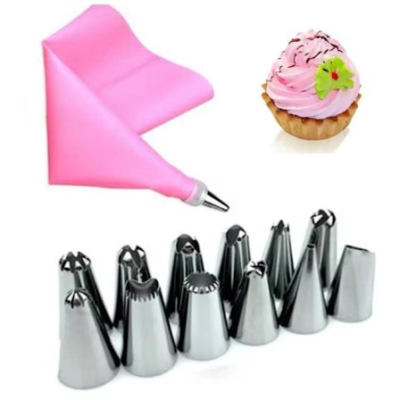 Sprøytepose med 12-pakning Tyller for Baking og Dekorering Rosa