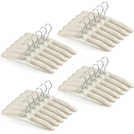 25 stk. satinpolstrede bøjler med rustbeskyttelse til kjoler, trøjer, jakkesæt og mere (Beige) beige